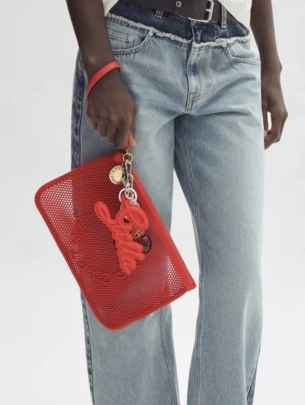 STELLA MCCARTNEY H&M Red Mesh Logo Bag And Purse Charm Keychain - Picture 4 of 14